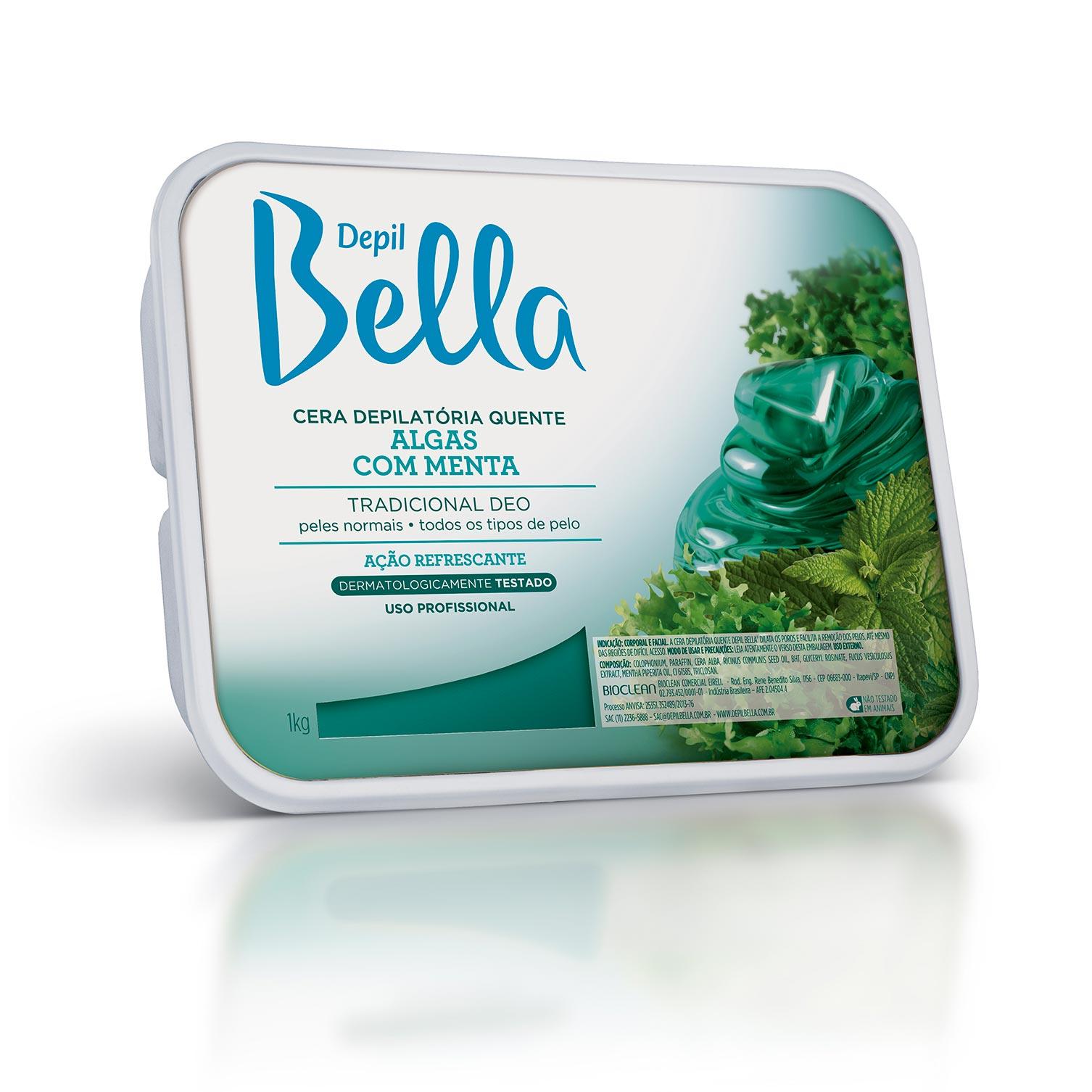 Cera Quente Depilatória em Barra Algas Com Menta Deo Depil Bella