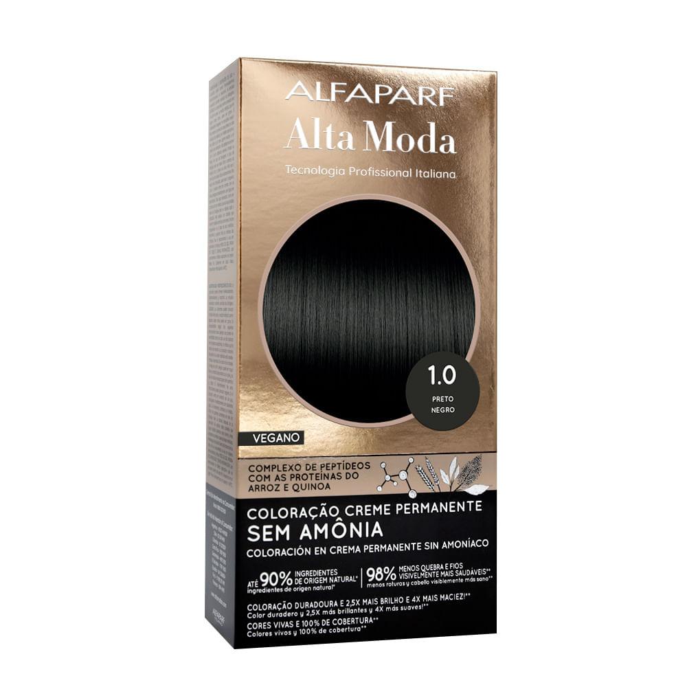 Coloração Creme Permanente Sem Amônia 1.0 Preto Alfaparf Alta Moda 150g