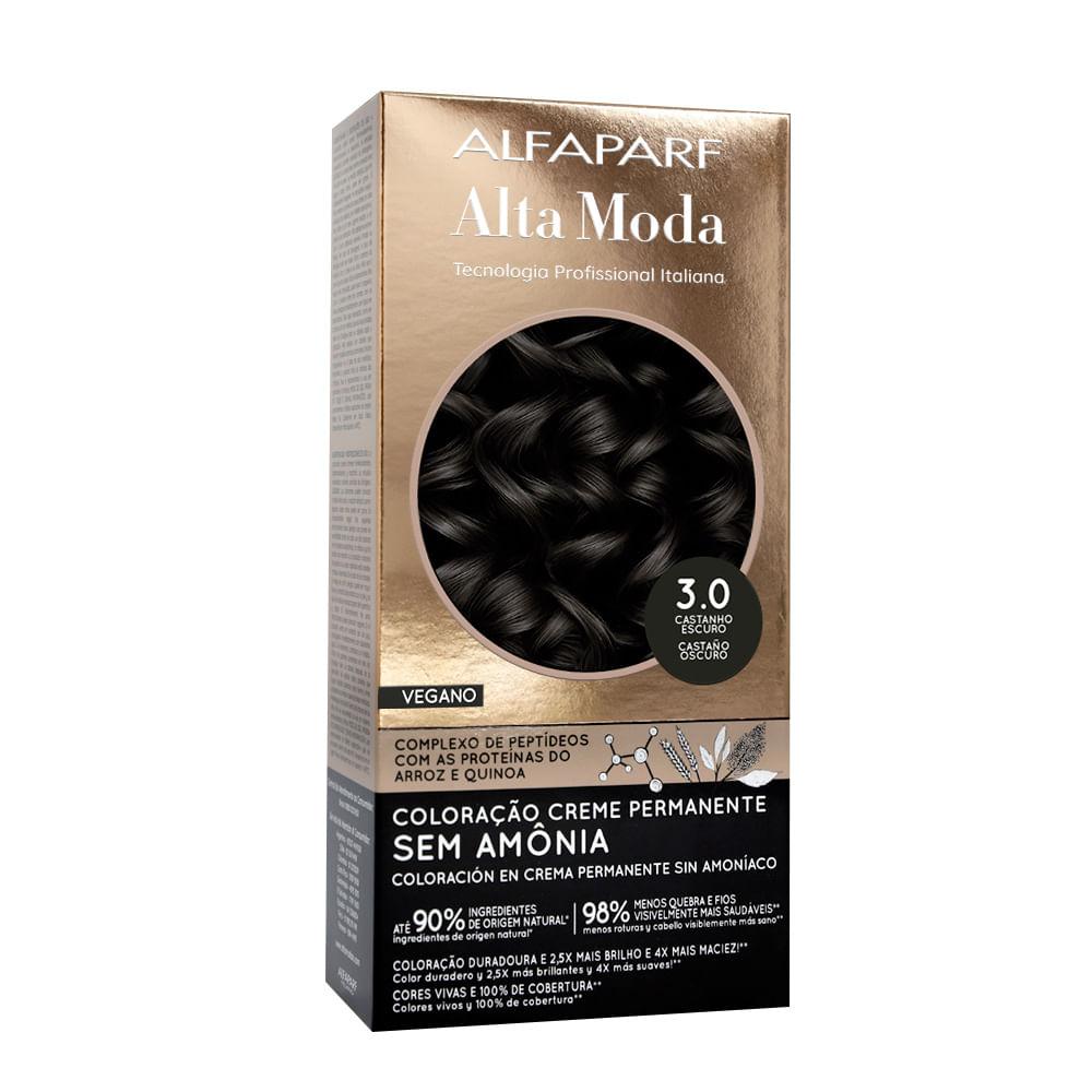Coloração Creme Permanente Sem Amônia 3.0 Castanho Escuro Alfaparf Alta Moda 150g