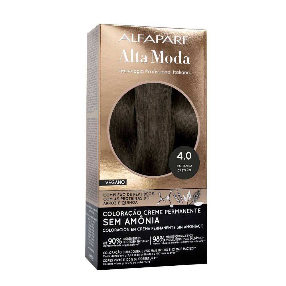 Coloração Creme Permanente Sem Amônia 4.0 Castanho Alfaparf Alta Moda 150g