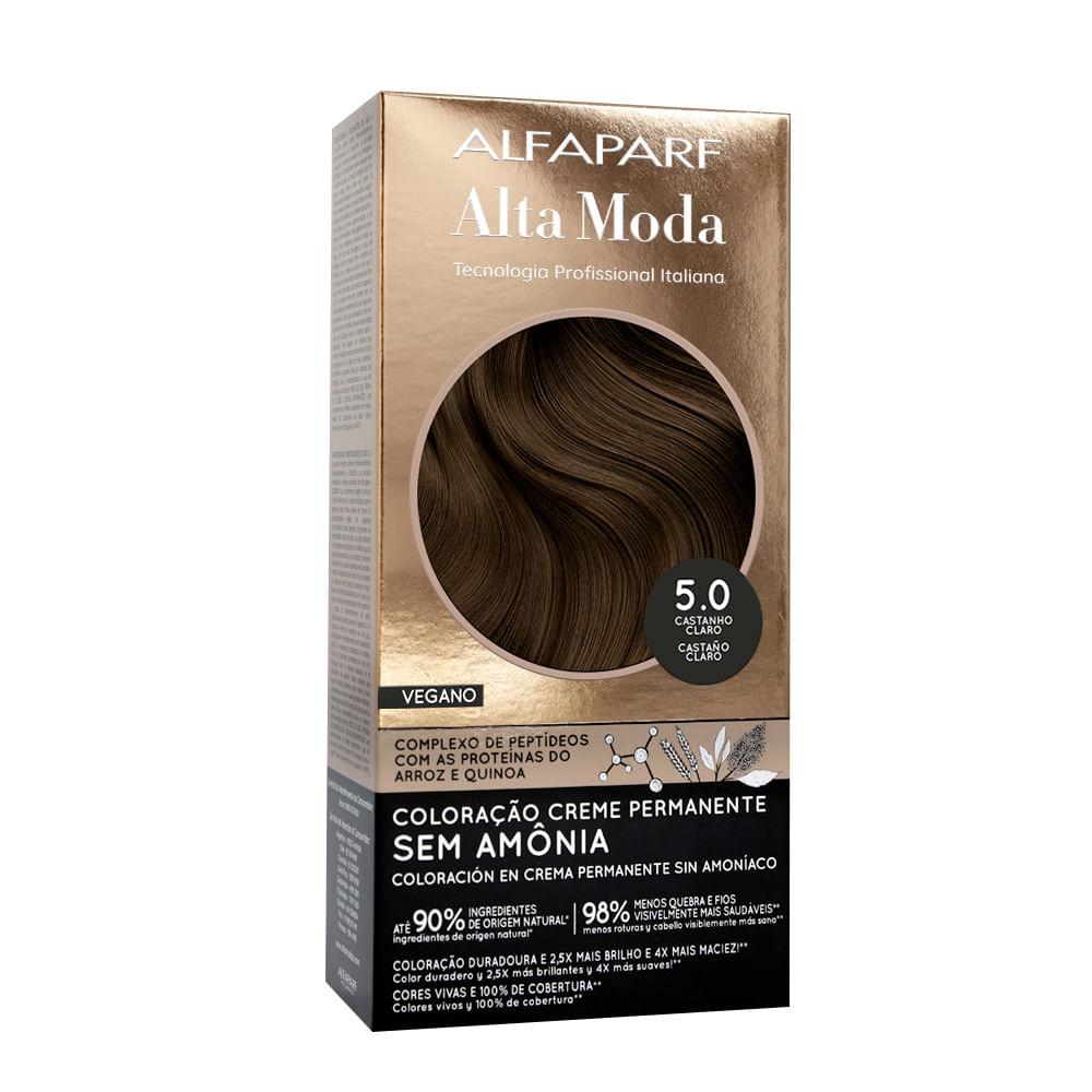 Coloração Creme Permanente Sem Amônia 5.0 Castanho Claro Alfaparf Alta Moda 150g