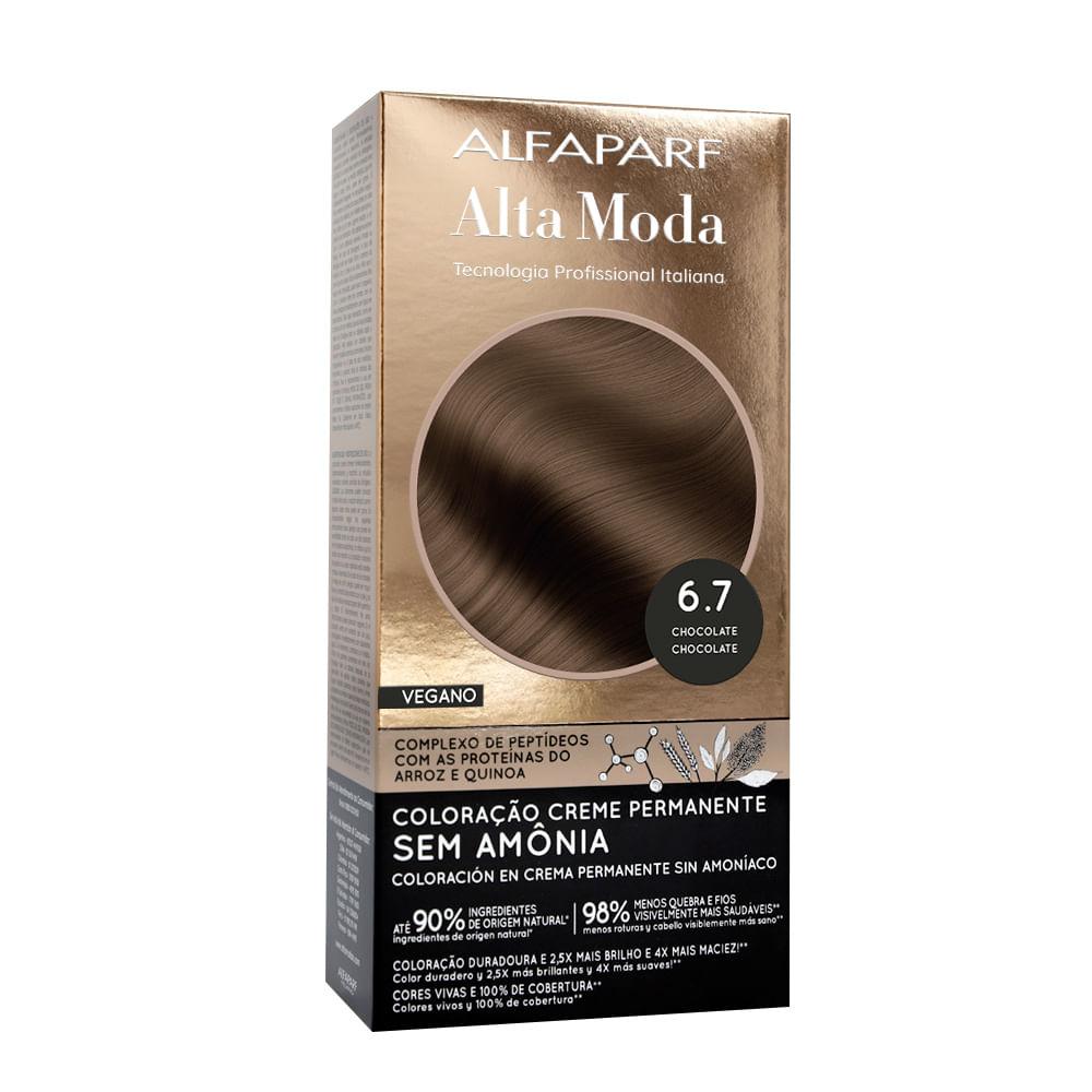 Coloração Creme Permanente Sem Amônia 6.7 Chocolate Alfaparf Alta Moda 150g