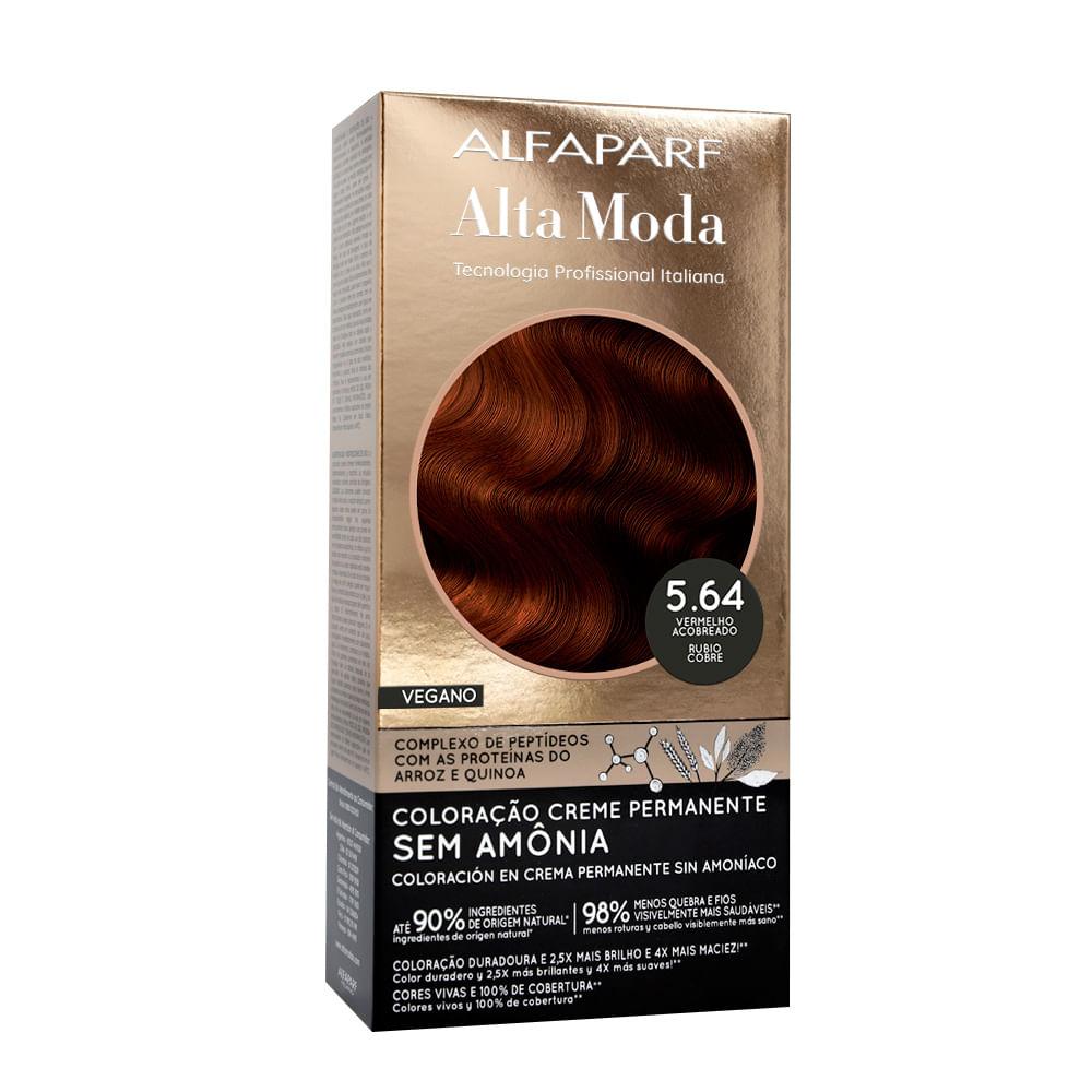 Coloração Creme Permanente Sem Amônia 5.64 Vermelho Acobreado Alfaparf Alta Moda 150g