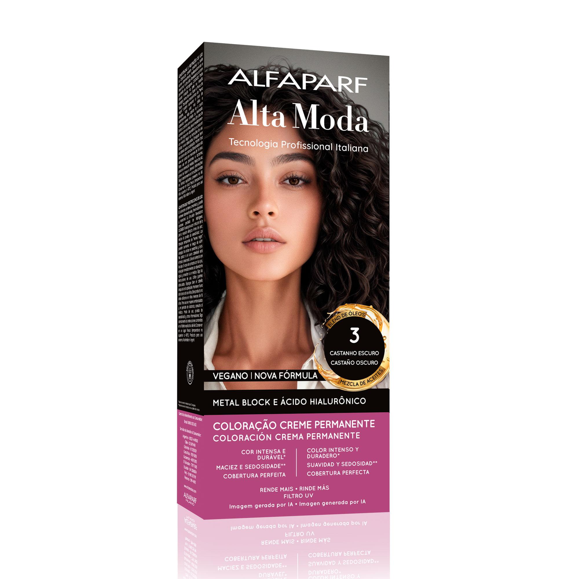 Coloração Creme Permanente Castanho Escuro 3.0 Alfaparf Alta Moda 150g