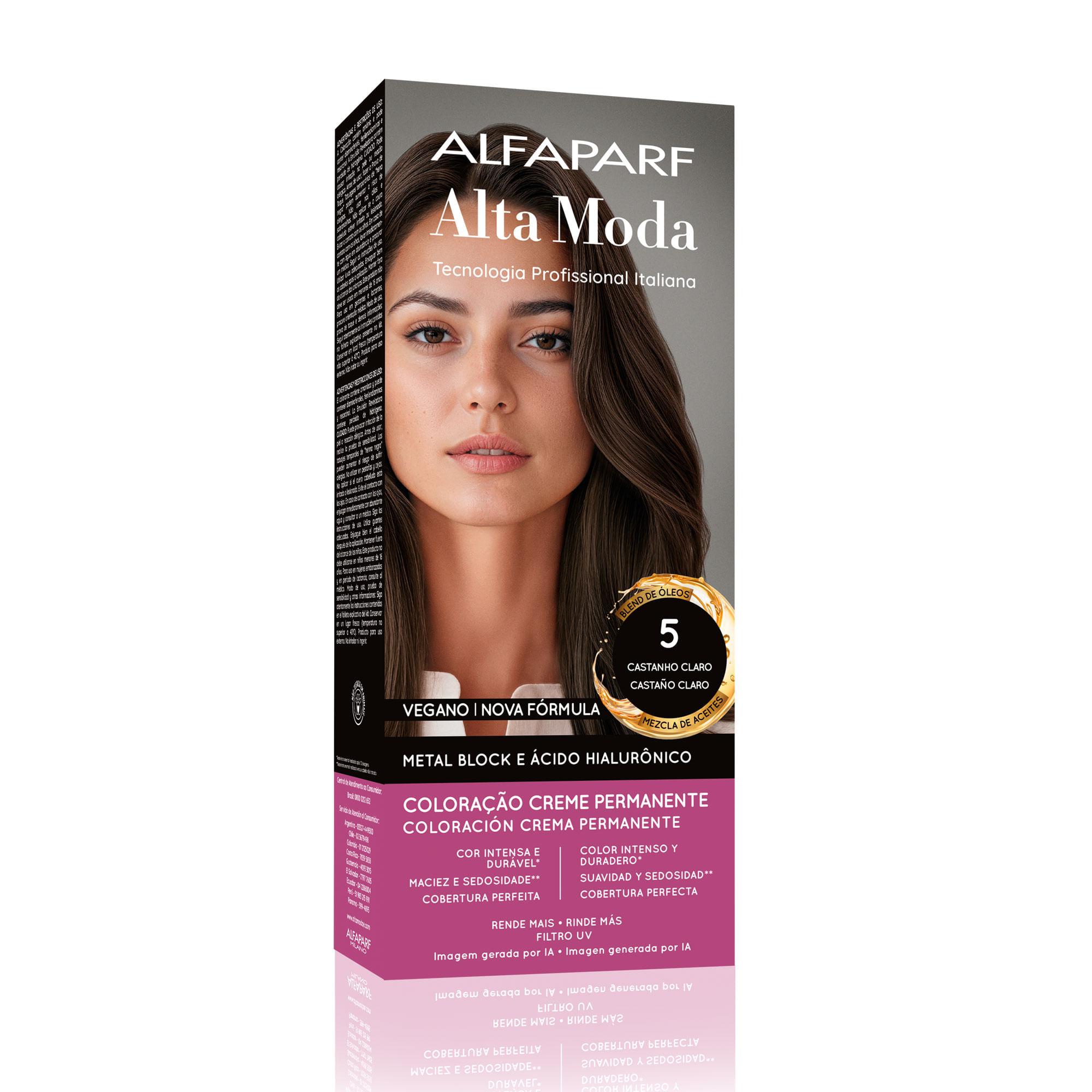 Coloração Creme Permanente Castanho Claro 5.0 Alfaparf Alta Moda 150g