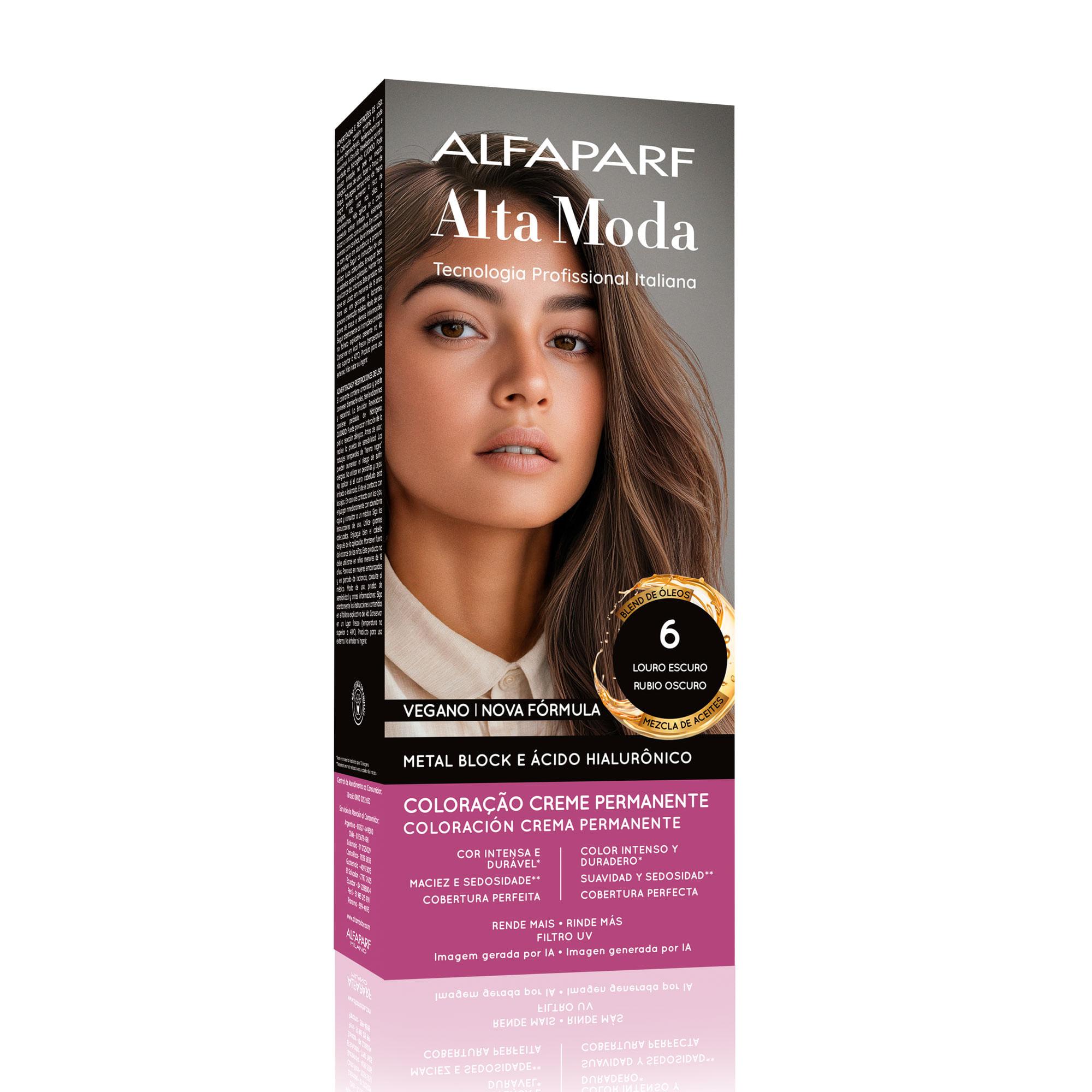 Coloração Creme Permanente S/ Amônia Louro Escuro 6.1 Alfaparf Alta Moda 150g