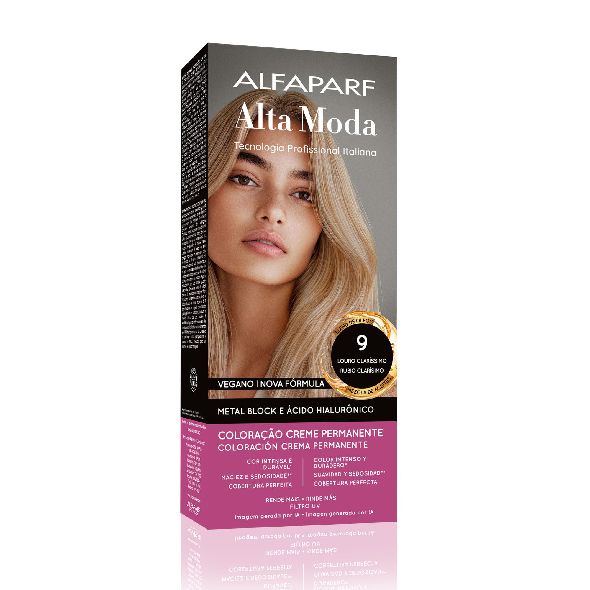 Coloração Creme Permanente Louro Clarissimo 9 Alfaparf Alta Moda 150g