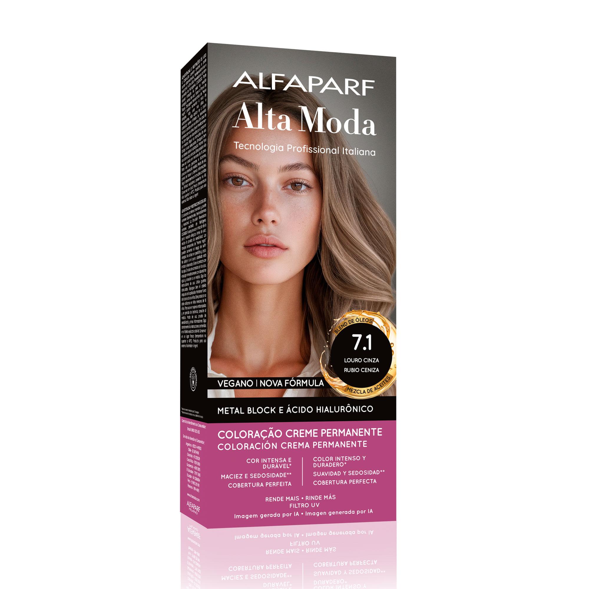 Coloração Creme Permanente Louro Cinza 7.1 Alfaparf Alta Moda 150g