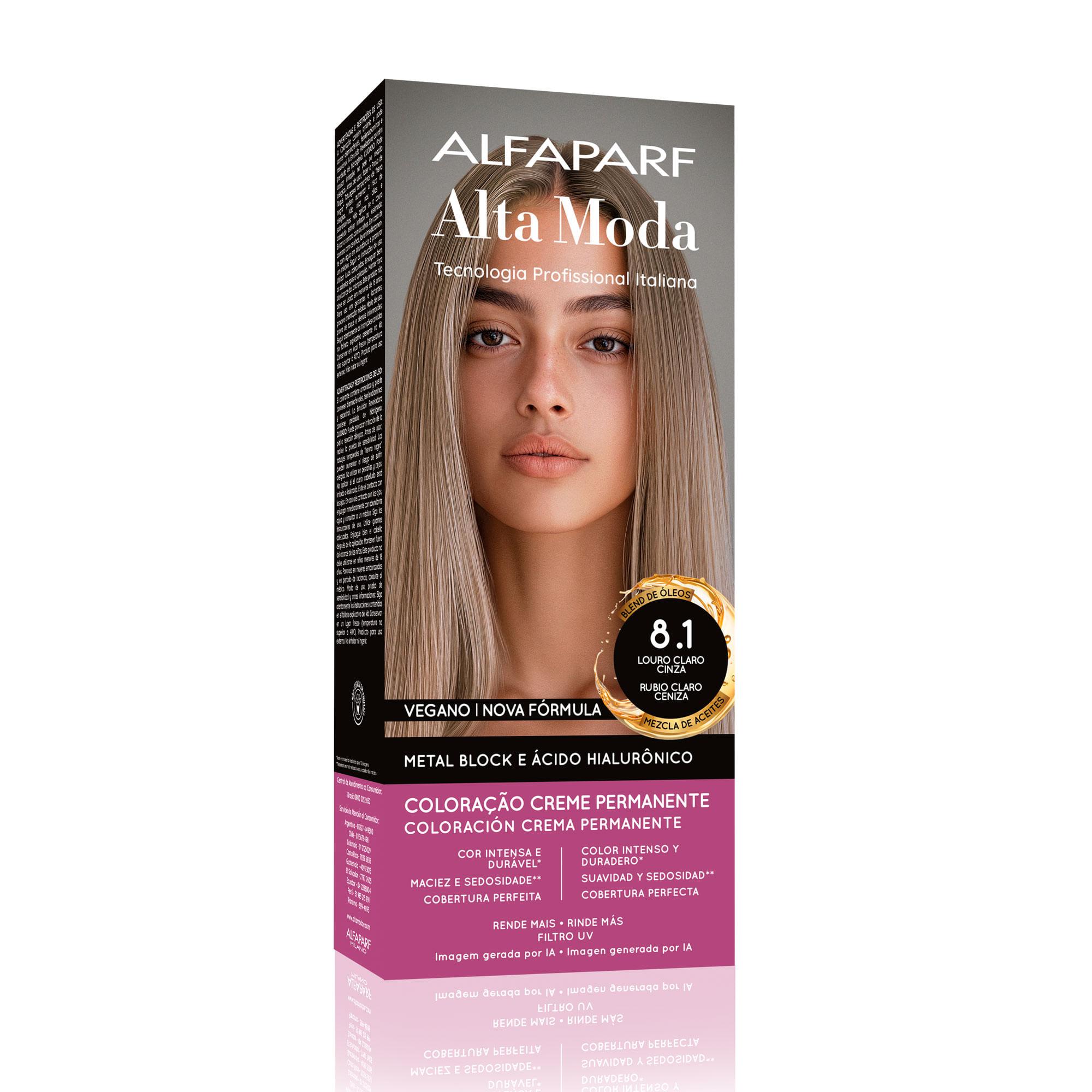 Coloração Creme Permanente Louro Claro Cinza 8.1 Alfaparf Alta Moda 150g
