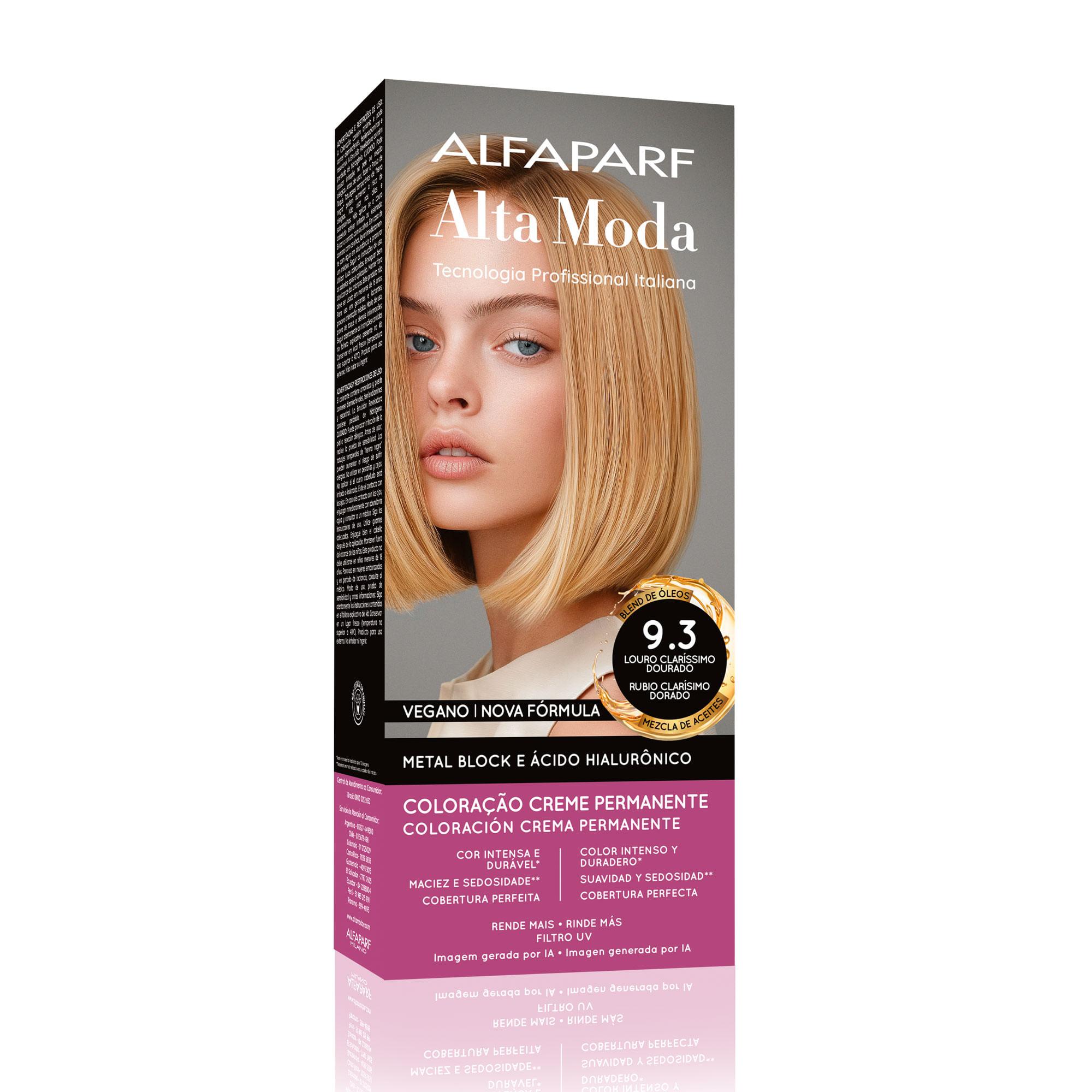 Coloração Creme Permanente Louro Claro Dourado 9.3 Alfaparf Alta Moda 150g