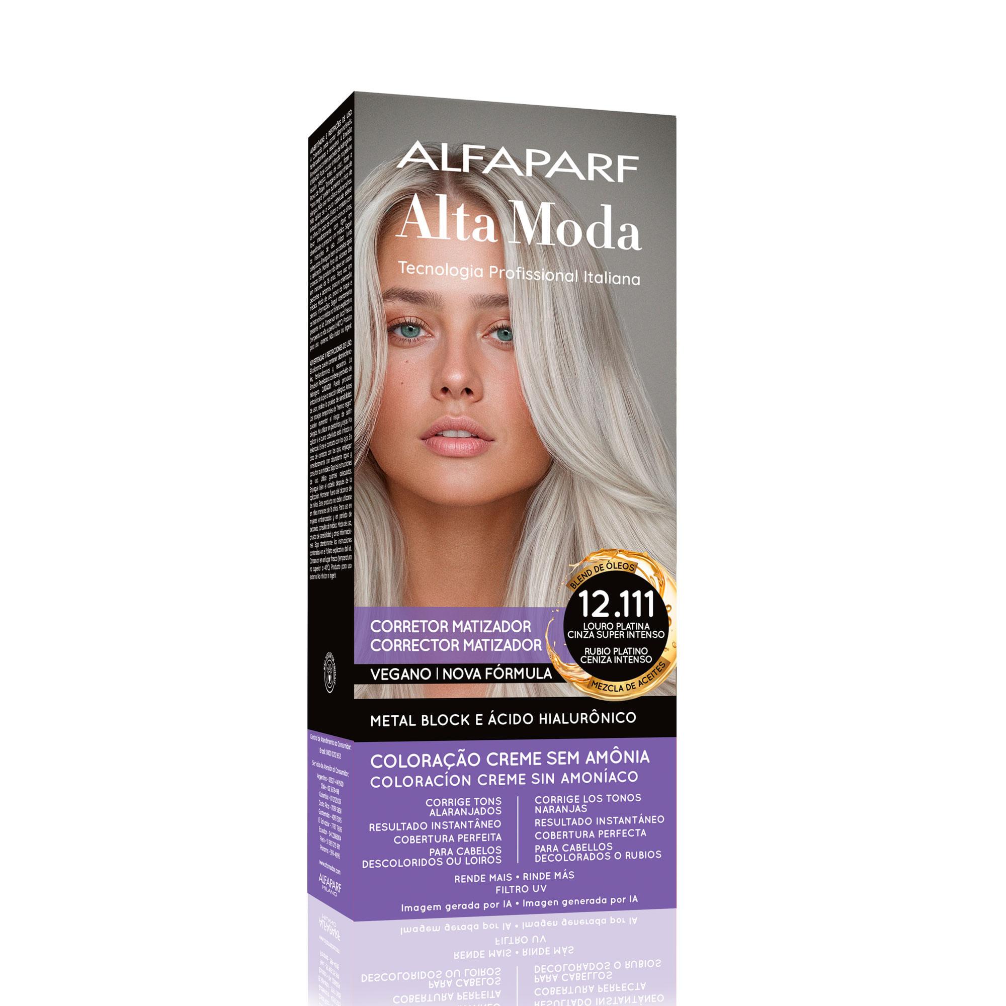 Coloração Creme S/ Amônia Loiro Platina Cinza 12.11 Alfaparf Alta Moda 120g