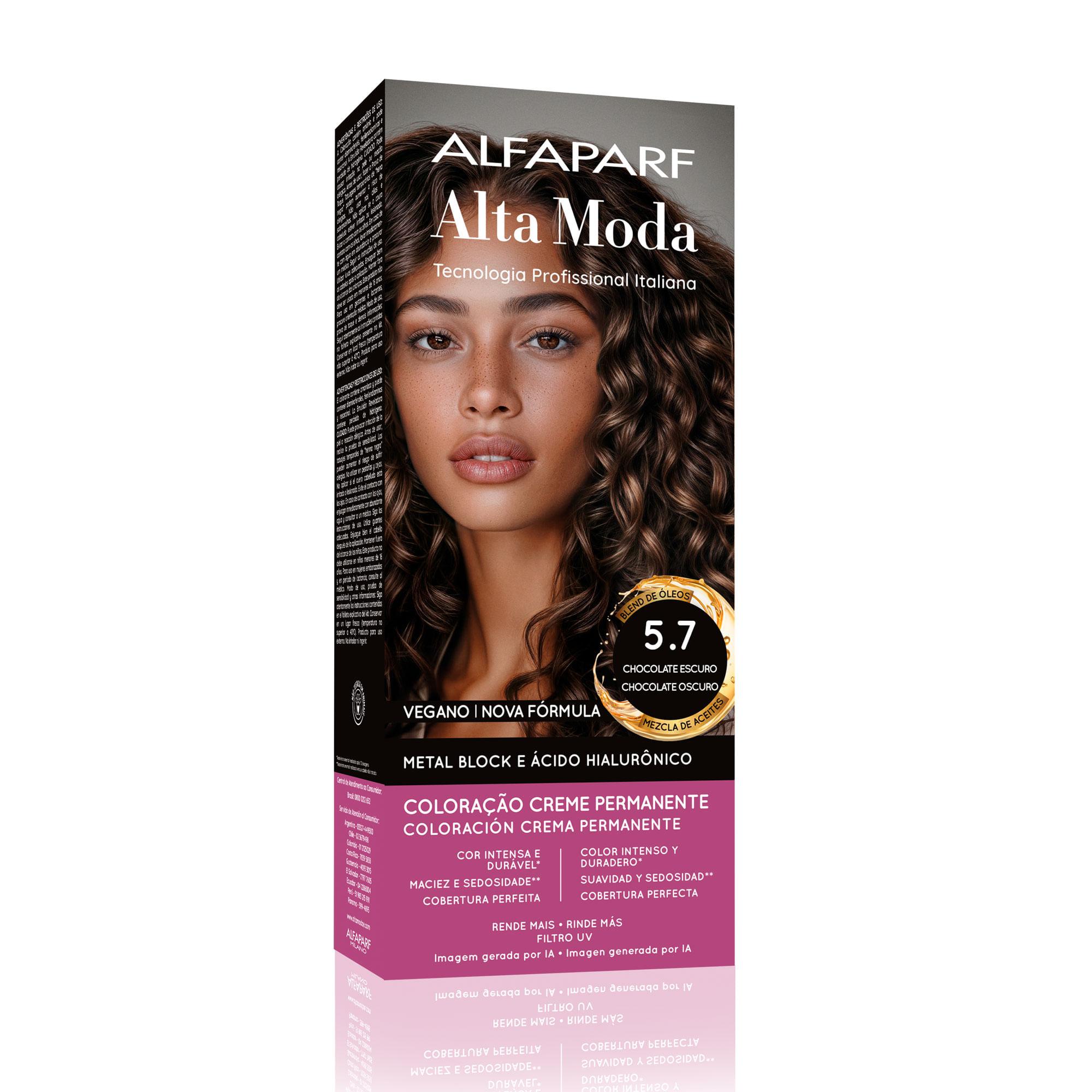 Coloração Creme Permanente Chocolate Escuro 5.7 Alfaparf Alta Moda 150g