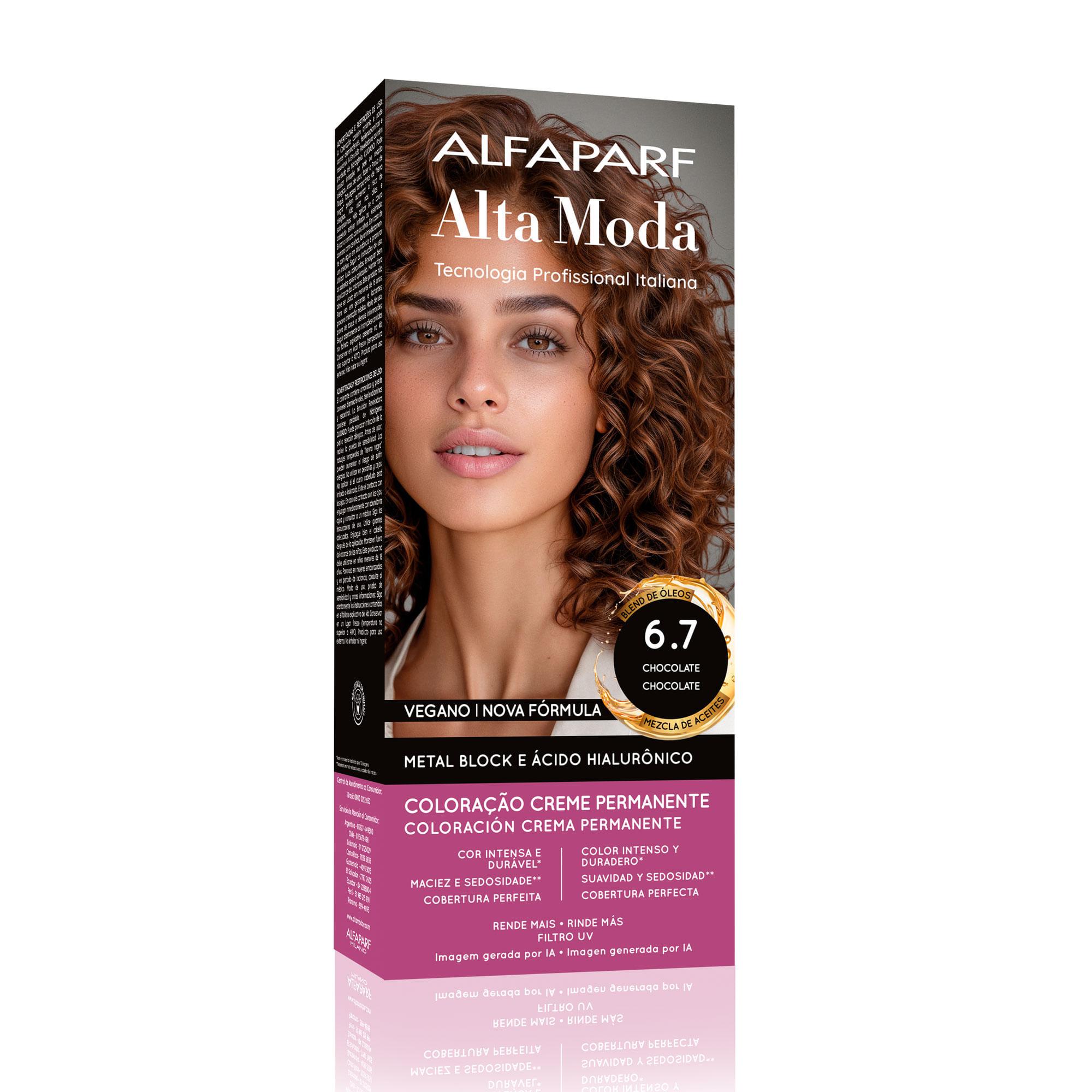Coloração Creme Permanente Chocolate 6.7 Alfaparf Alta Moda 150g