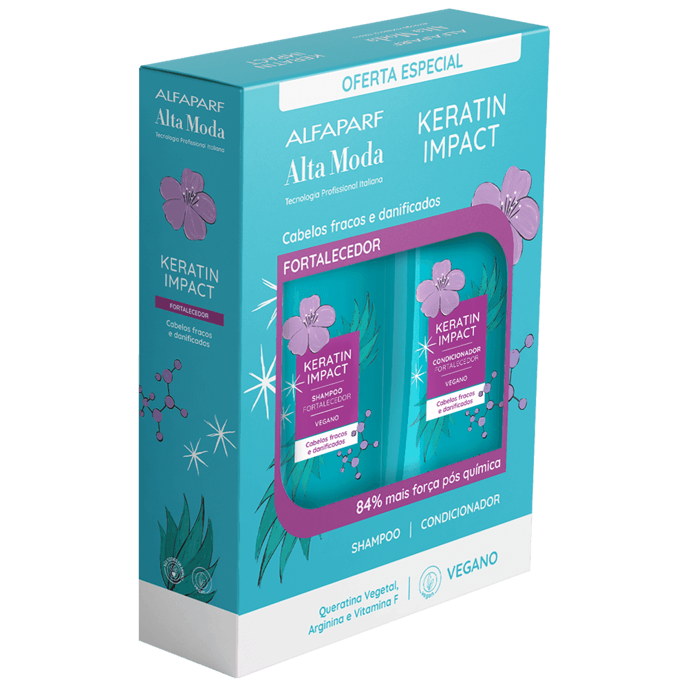 Kit Shampoo 300ml + Condicionador 300ml Keratin Impact Alfaparf Alta Moda